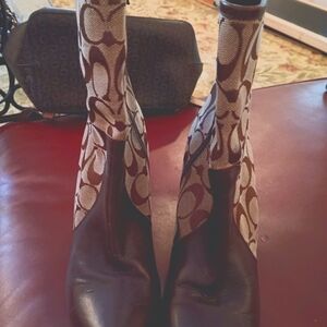 Coach Brown Patterned Women's Boots